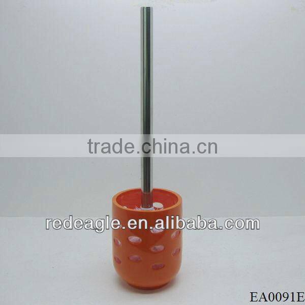 EA0091E round shape shiny surface polyresin bathroom accessories toilet brush holder with holes