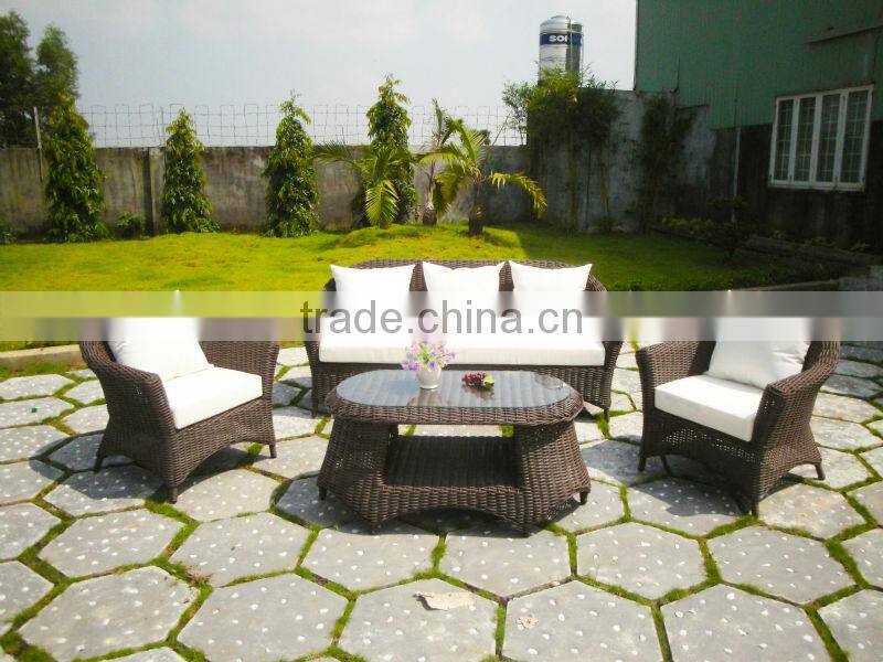 4 Pcs Outdoor Garden Plastic Rattan Sofa Set