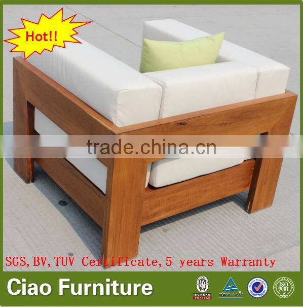 New design garden furniture teak wooden armchair morden single sofa