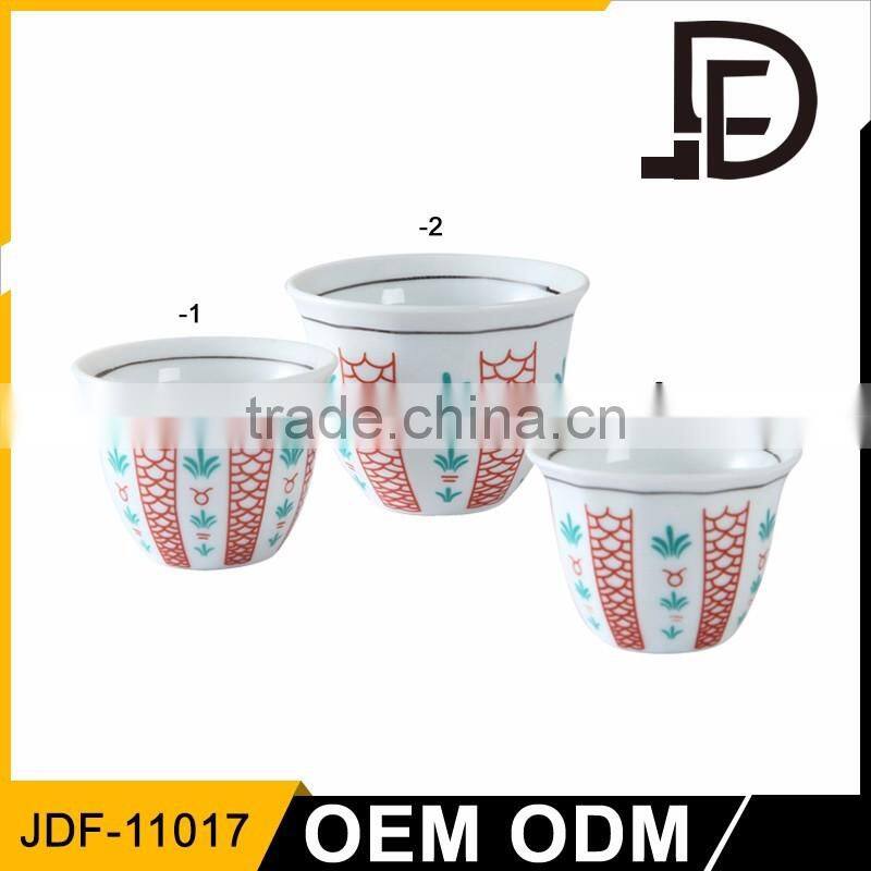 Drinkware 12pcs ceramic stocked coffee cup arabic cawa cup sets
