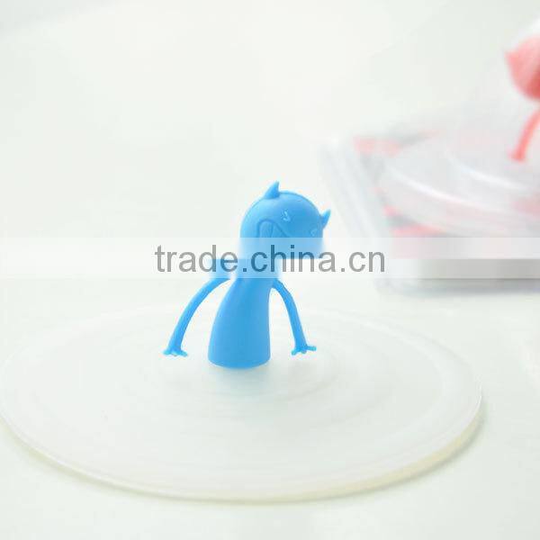 Small demon people shape silicone cup cover/cup lid for promotion