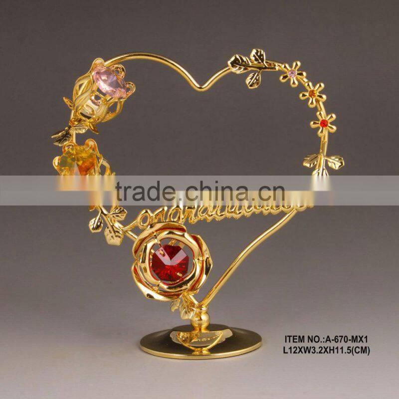 Beautiful 24K gold plated Heart Figurine with Swarovski Elements