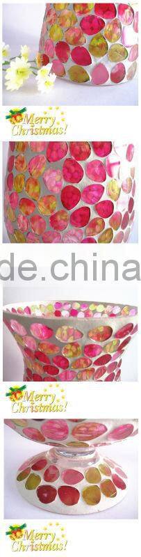 Fabulous Large Wedding Vase Red Yellow Glass Decorative Goblet Blown Mosaic Glass Vases