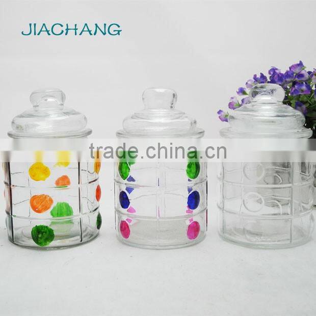 small colored nice glass lid glass cookie candy jar for wedding gift