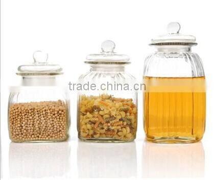 ZIBO square clear glass wholesale apothecary jars with glass lids