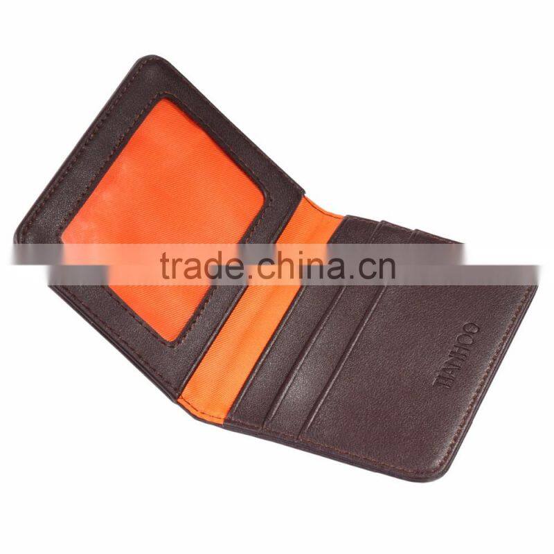 colourful Promotional PU Leather Credit Card Holder With Clear ID Window