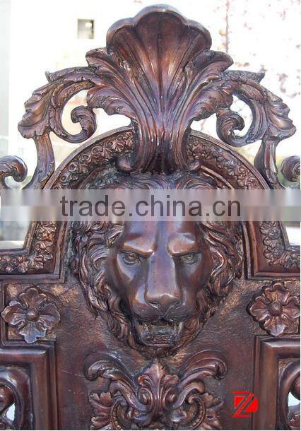 Cast garden bronze lion head water fountain sculpture statue