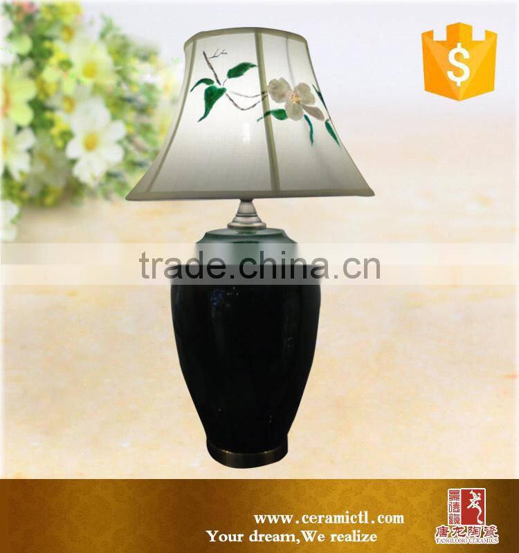 Round blue antique vintage porcelain table lamps