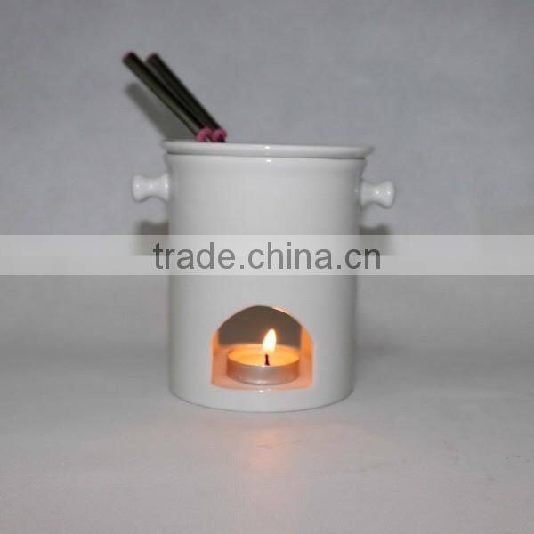 Ceramic Tealight Cheese & Chocolate Fondue Set Tapas, White