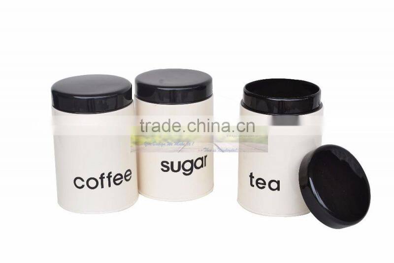Plastic lid tea sugar coffee kitchen container set of 3
