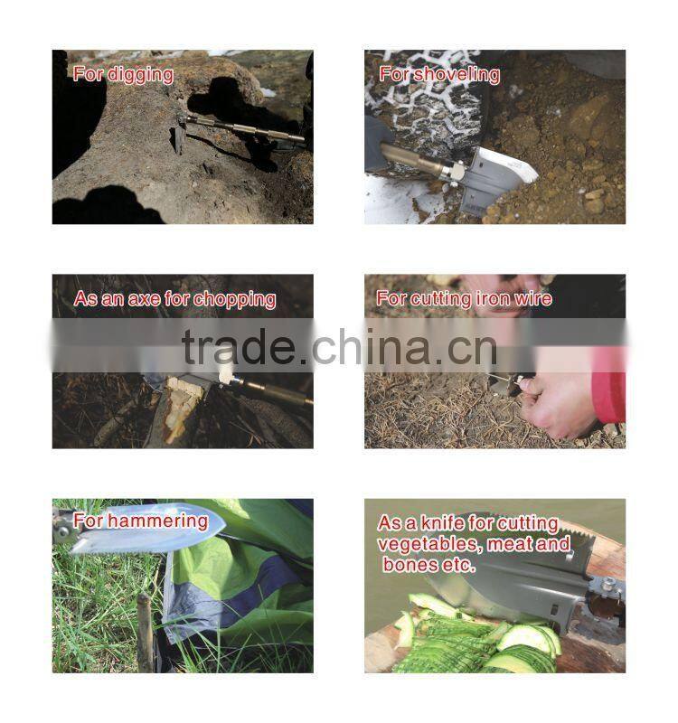 New Idea Aluminum Alloy Outdoor Tactical Survival Gear including Shovel Hoe and Flashlight
