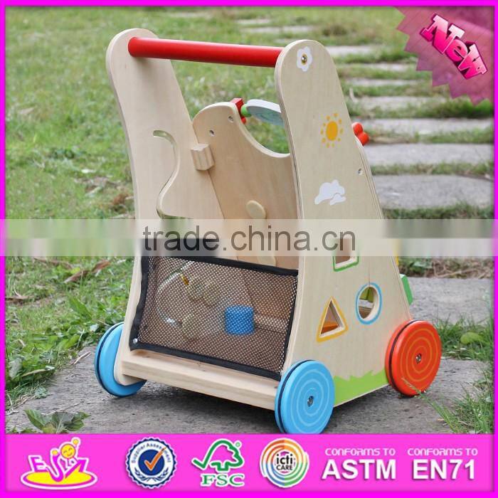2016 new design push along activity center toy wooden toddler walker W16E061
