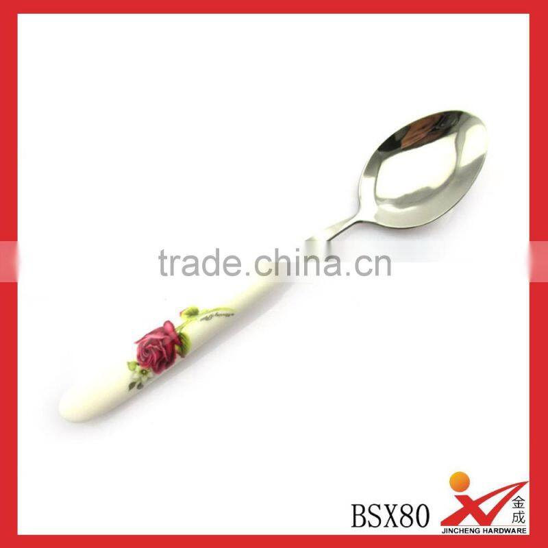 high quality ceramic long handle soup spoon