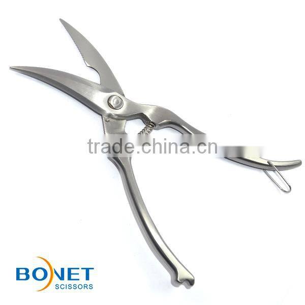 SPO0007 LFGB Certificated 10" kitchen shears 3cr15 heavy poultry all steel with spring and lock