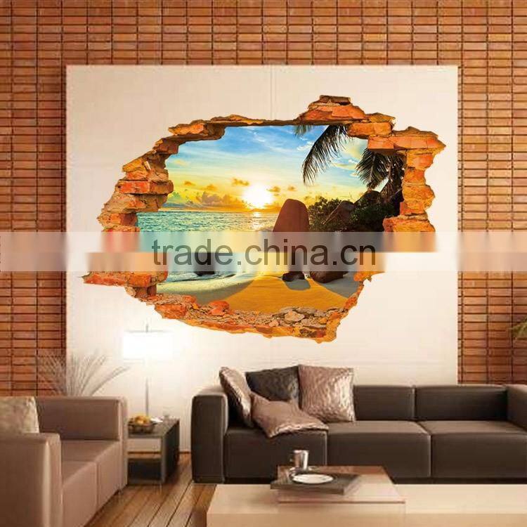 3D Removeable Beach And Sunshine Picture Wall Stickers Home Decor