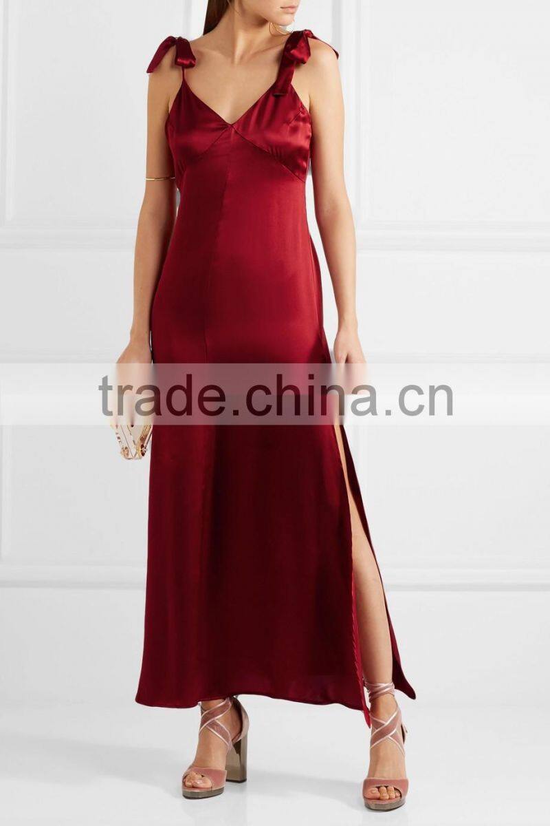 Slip-Style Sexy Nighty Silk Maxi Dresses Ladies Night Long Evening Party Wear Gown 2016 HSD5806