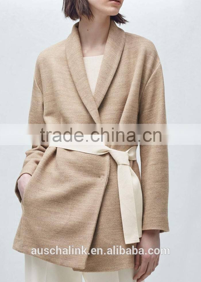 High Quality Ladies Side Pocket Long Sleeve Cheap Warm Cotton Coat