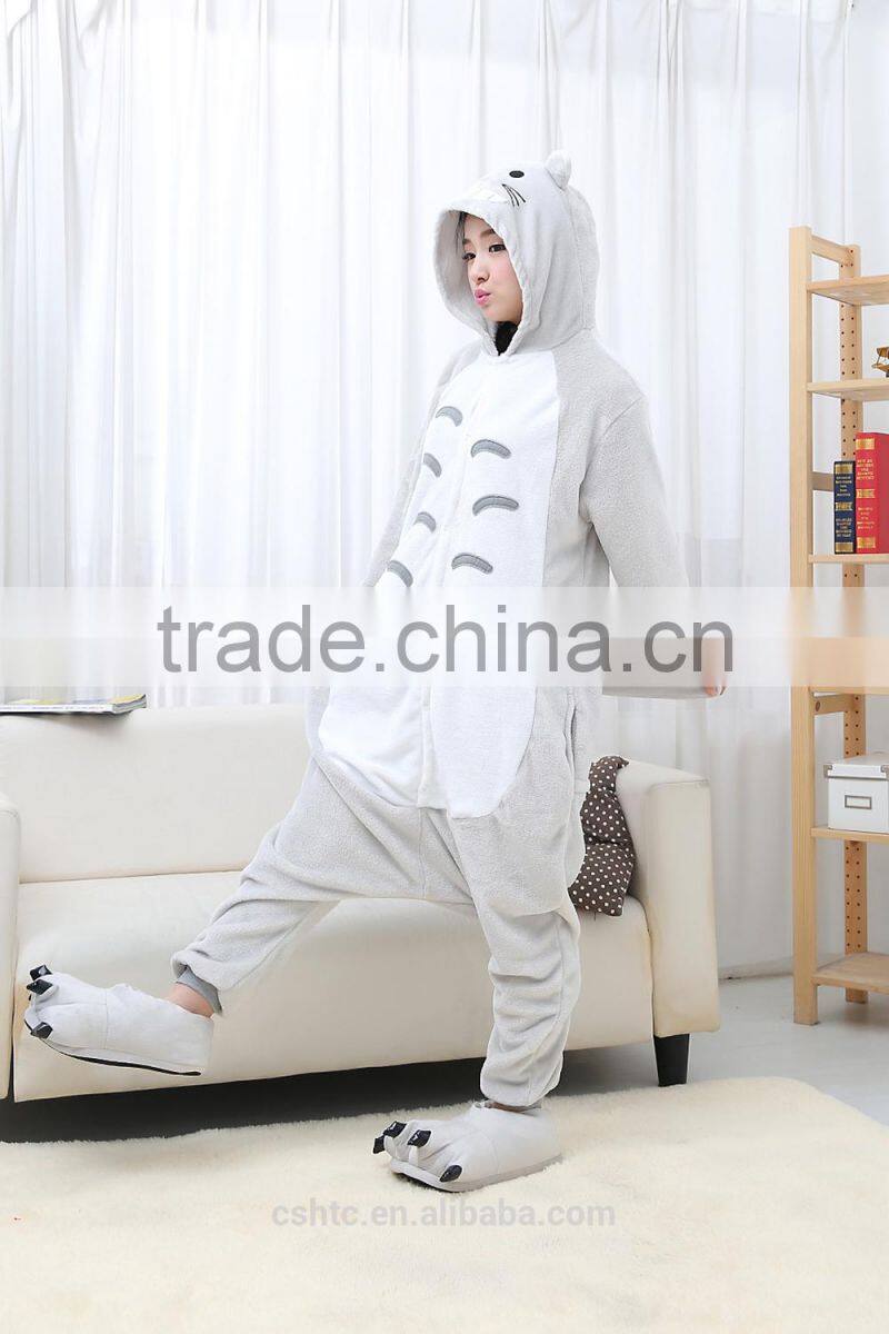 flannel cartoon adult animal jumpsuit animal pajamas jumpsuit totoro design