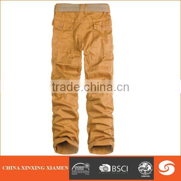 Hot sale pure cotton men's cargo pants with many pockets
