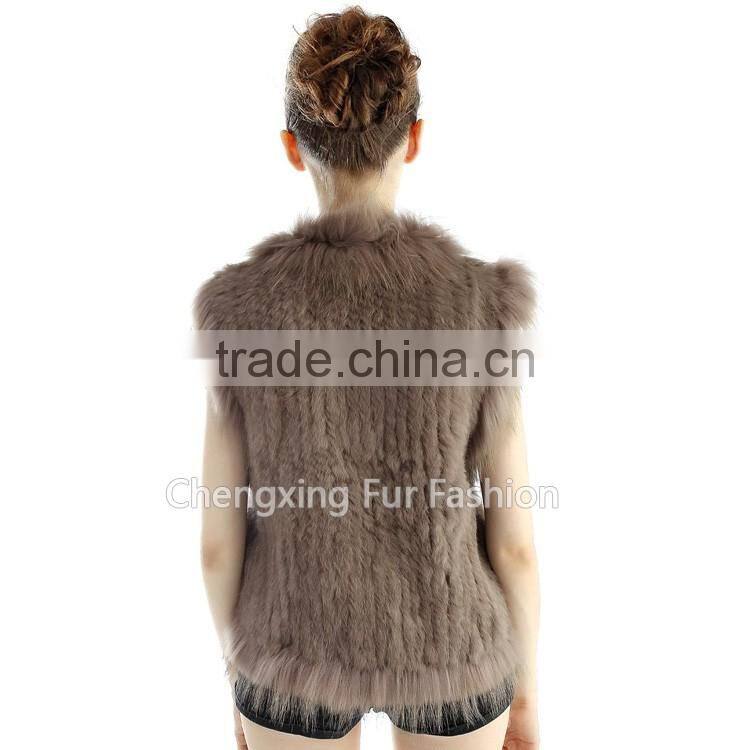 CX-G-B-21B New Fashion Real Knitted Women Rabbit Fur Italian Fur Vest