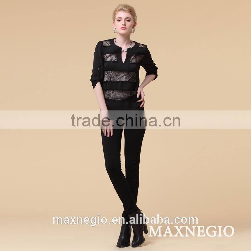 simple design modern long sleeve chiffon model blouse