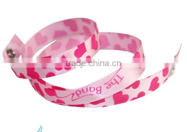 Hot sport silk ribbon bands Life is good sport ribbon wristlet cheap promotional sport snap button wristband