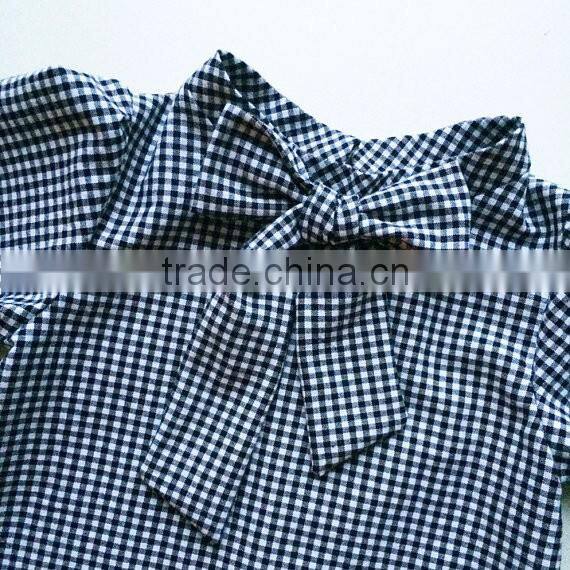 Unique Design Handmade Bow Tie Black and White Plaid T-shirt