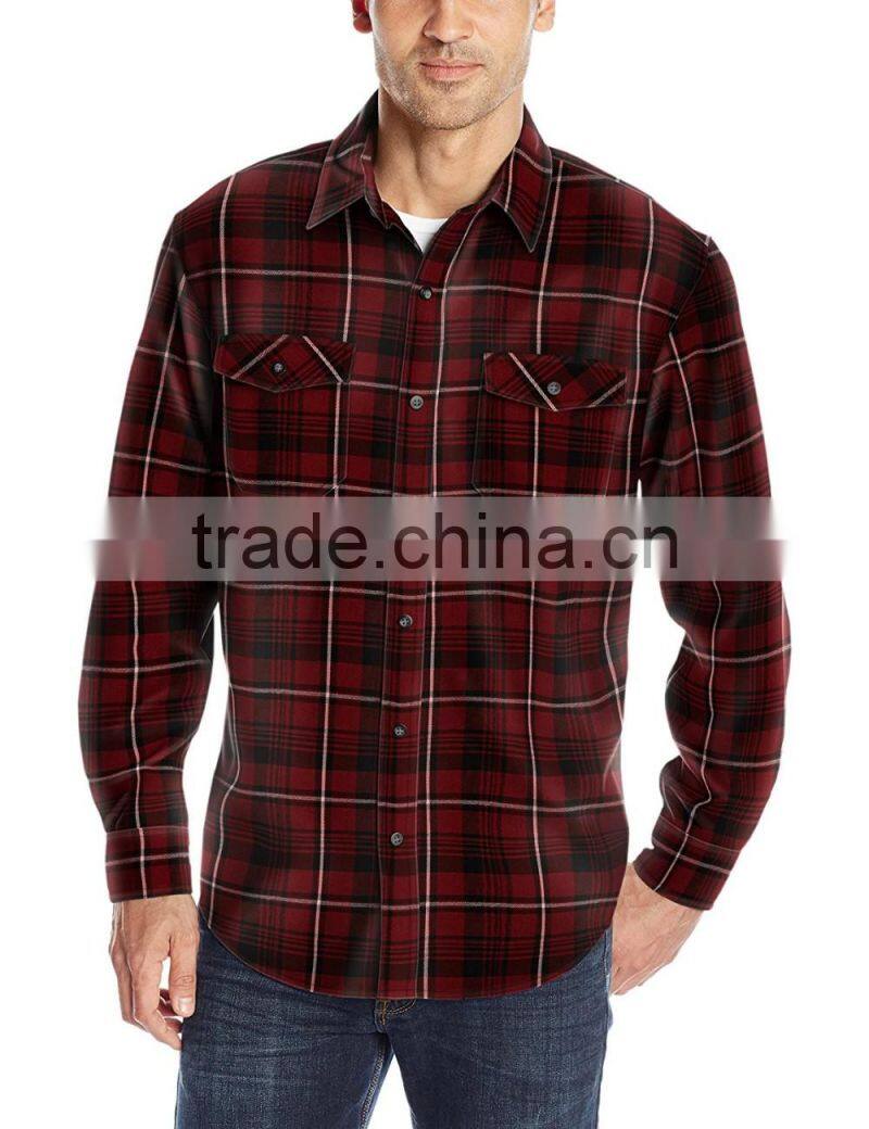 Top quality latest shirts design red black men flannel shirt