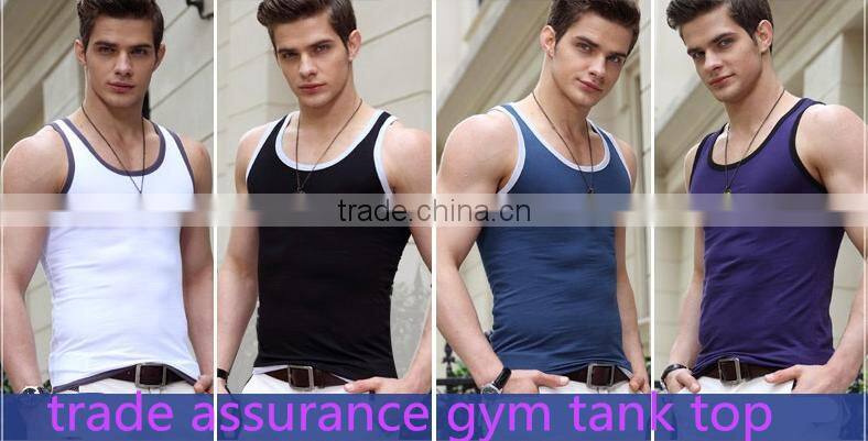 trade assurance 95% cotton 5% spandex gym elastic tank top for men