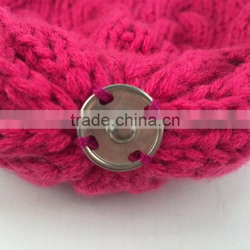 Myfur Hot Pink Knitting Hat with Real Genuine Raccoon Fur Bobble