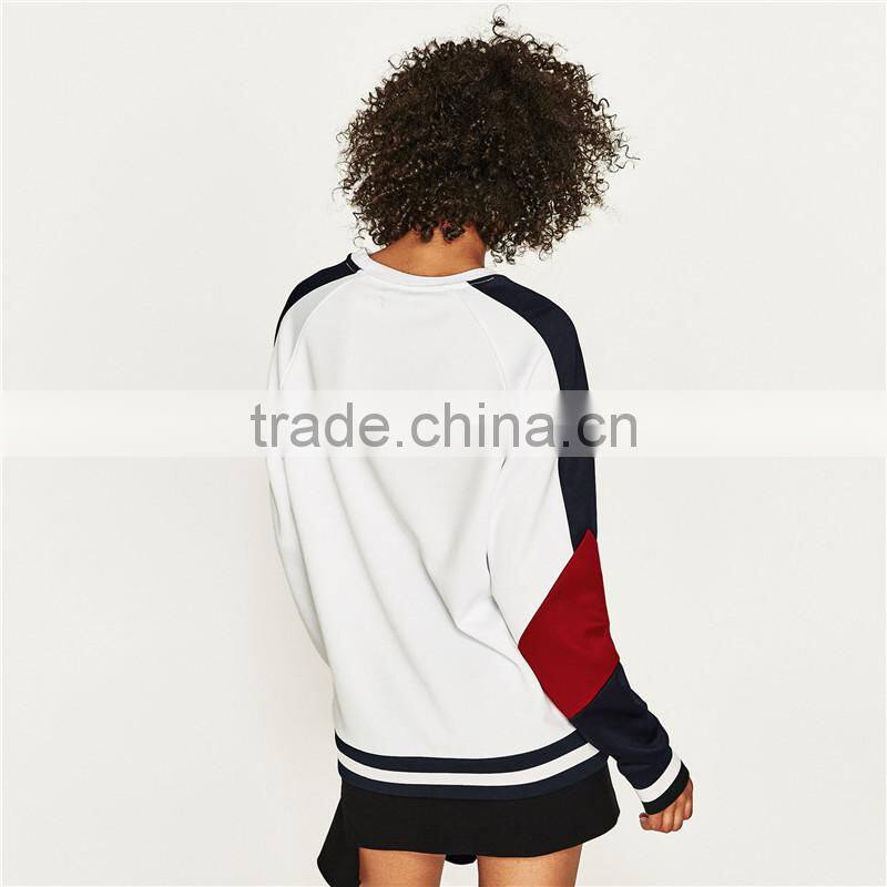 Dongguan custom design color block sweatshirt with raglan sleeves