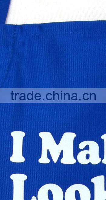 OEM High Quality Blue Cooking Apron Design Your Logo Printed