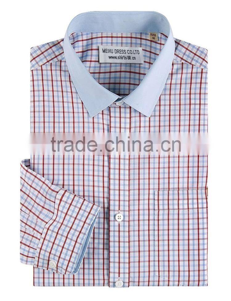 Latest style men's dress shirt fancy plaid design model man shirt