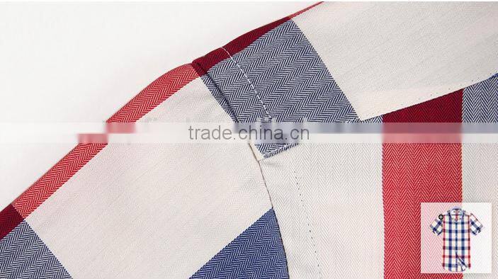 Latest design Egyptian cotton Italian short sleeve plaids plaids casual men shirt