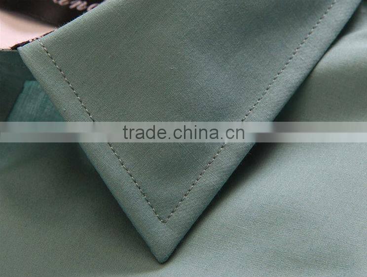 Slim light lake blue color short sleeve cotton men shirts