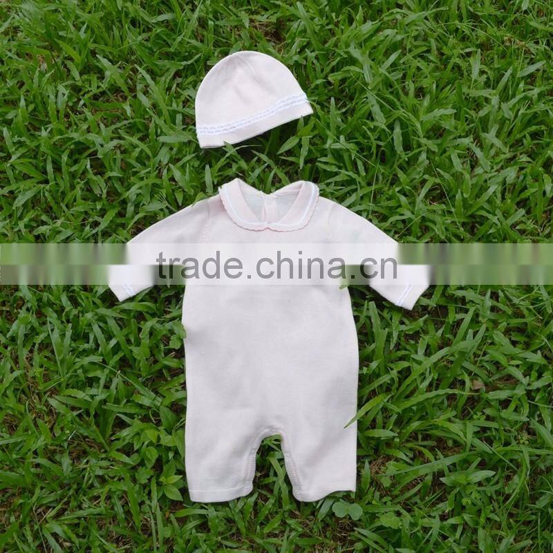 Long Sleeve Knitted Baby Girl Romper Sweater With Hat