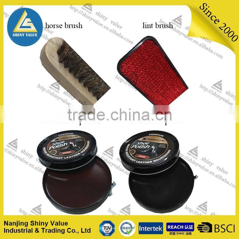 Direct sale shoe polish tin shoe shine kit pet sticky hair brush