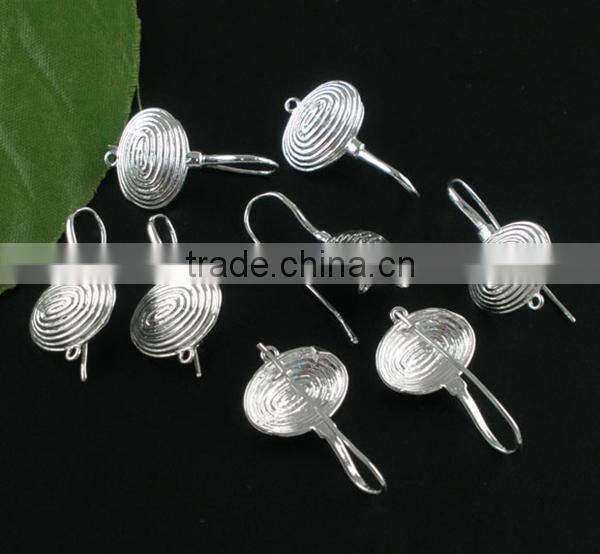 5 Pairs Silver Plated Shell Charm Ear Hooks 30x16mm Nickel FREE