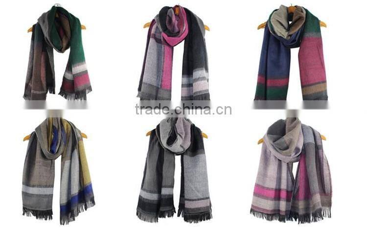 Colorful 100% Acrylic shawl stole Winter Geometric border Korean SCARF RL-206