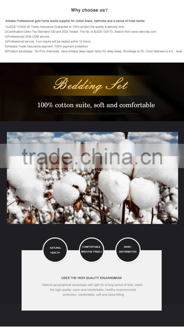 Wholesale 4pcs embroidered bed linen 100% cotton white bedding set hotel bed sheet set