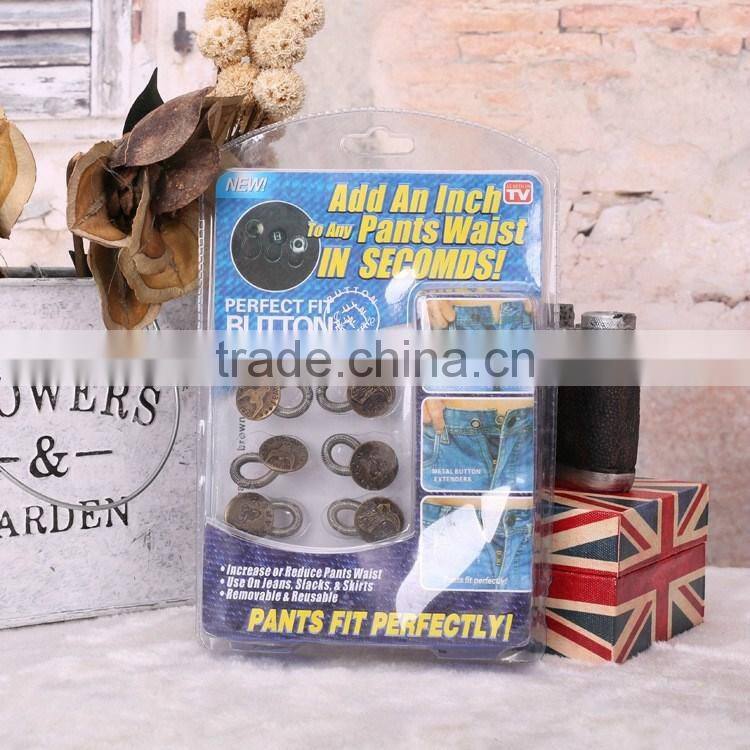 6 Pack Spring Button Extender on Jeans Pants/Waistband/Collar/Trousers/Shirt Elastic Sretch Button Expander 2017