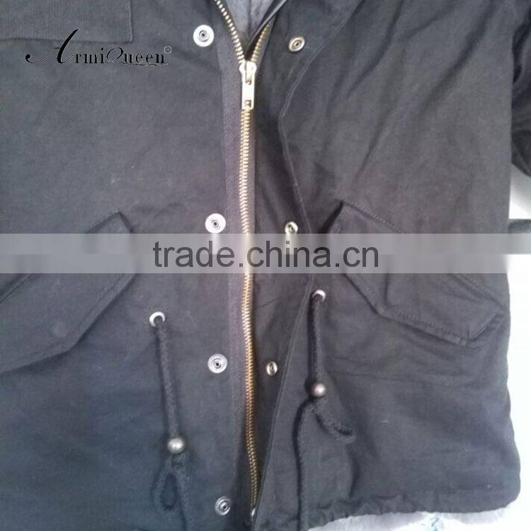 The kid style black shell with grey lining cute little gile/boys jacket