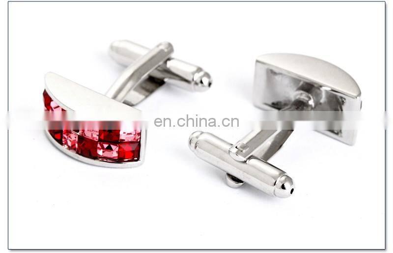 Exquisite Red Rhinestone Jewelry Men Shirt Cufflinks