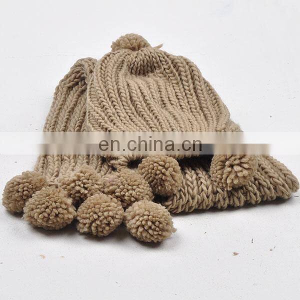 New design Acrylic Knitted Hat Scarf Attached