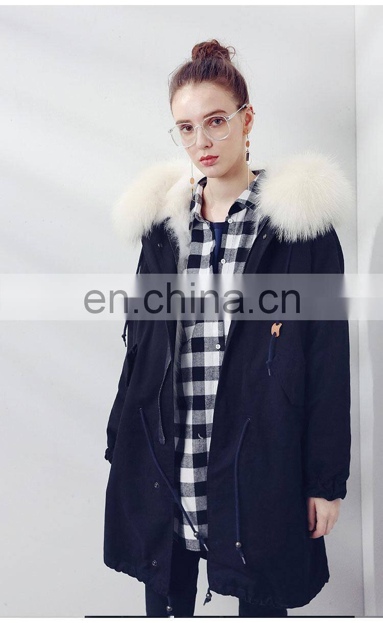 New Winter Design Genuine Raccoon Fur Collar Coat Women and Real Fox Fur Parka
