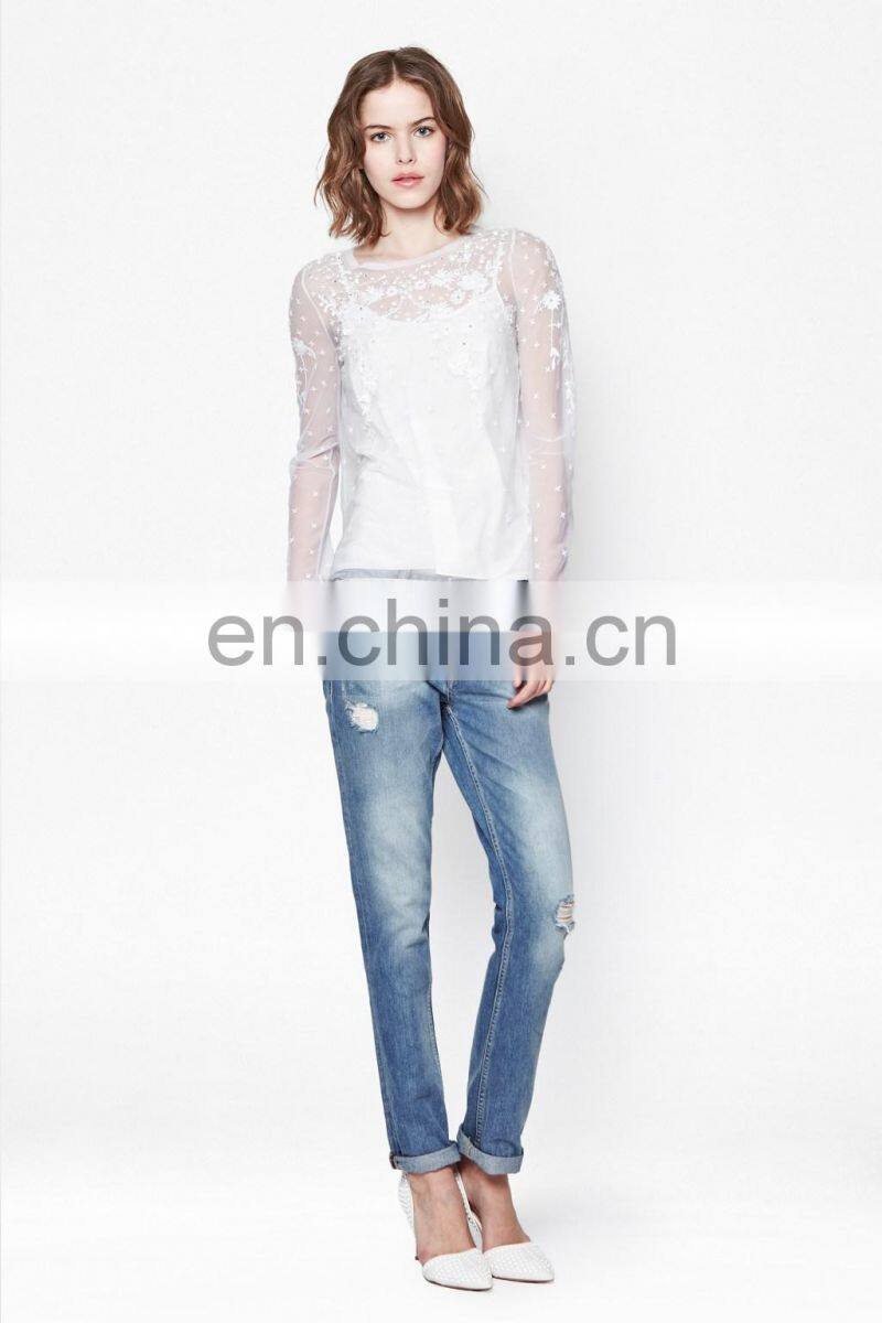 fashionable white sexy models casual blouse 2014 sexy young ladies top