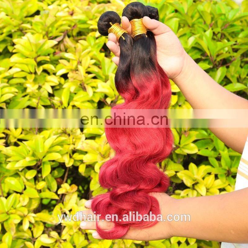 Ombre Hair Extensions Brazilian Virgin Hair Body Wave T1B/Burgundy Human Hair colored two tone