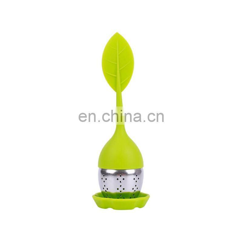 Wholesale Silicone & Stainless Steel Leaf Shape Tea Infuser / Tea Ball