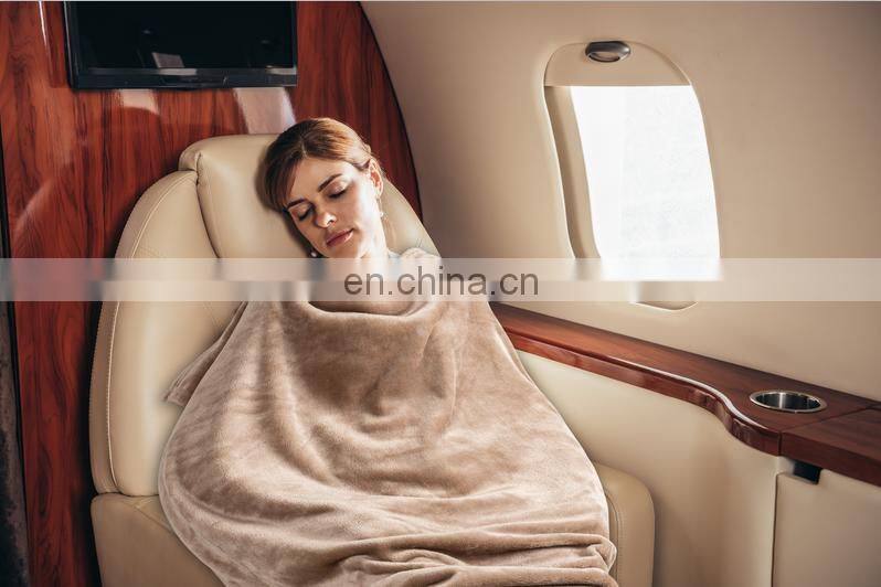 2 in 1 custom soft flannel custom travel blanket air doubles as lumbar pillow and neck support pillow mink blanket throw