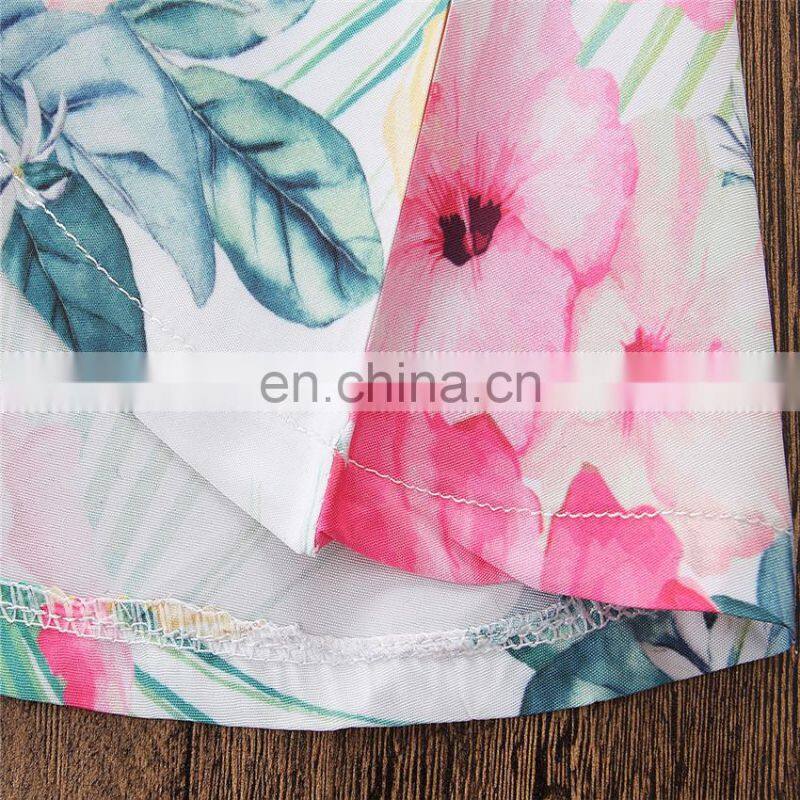2019 Girls flower dress Baby off-shoulder Summer sleeveless 5Size for 1-6T